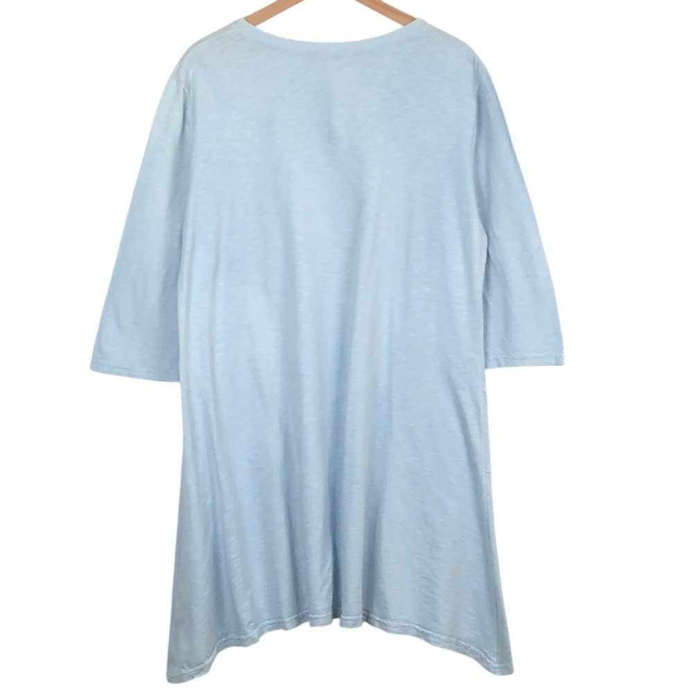 FRESH PRODUCE 100% Cotton Slub Tunic Top Sz XXL Blue Pockets Scoop USA Made - Picture 2 of 7